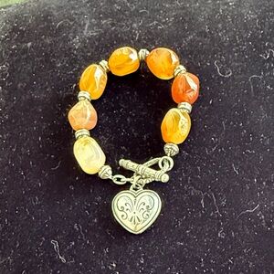 Elegant Orange and Yellow Beaded Bracelet
